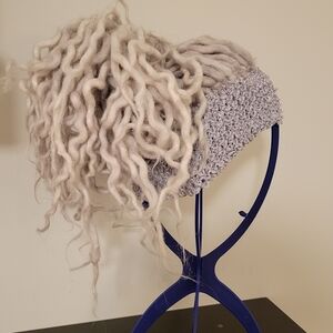 aYa Gray Wool Dreadwig with Crochet Band Handmade